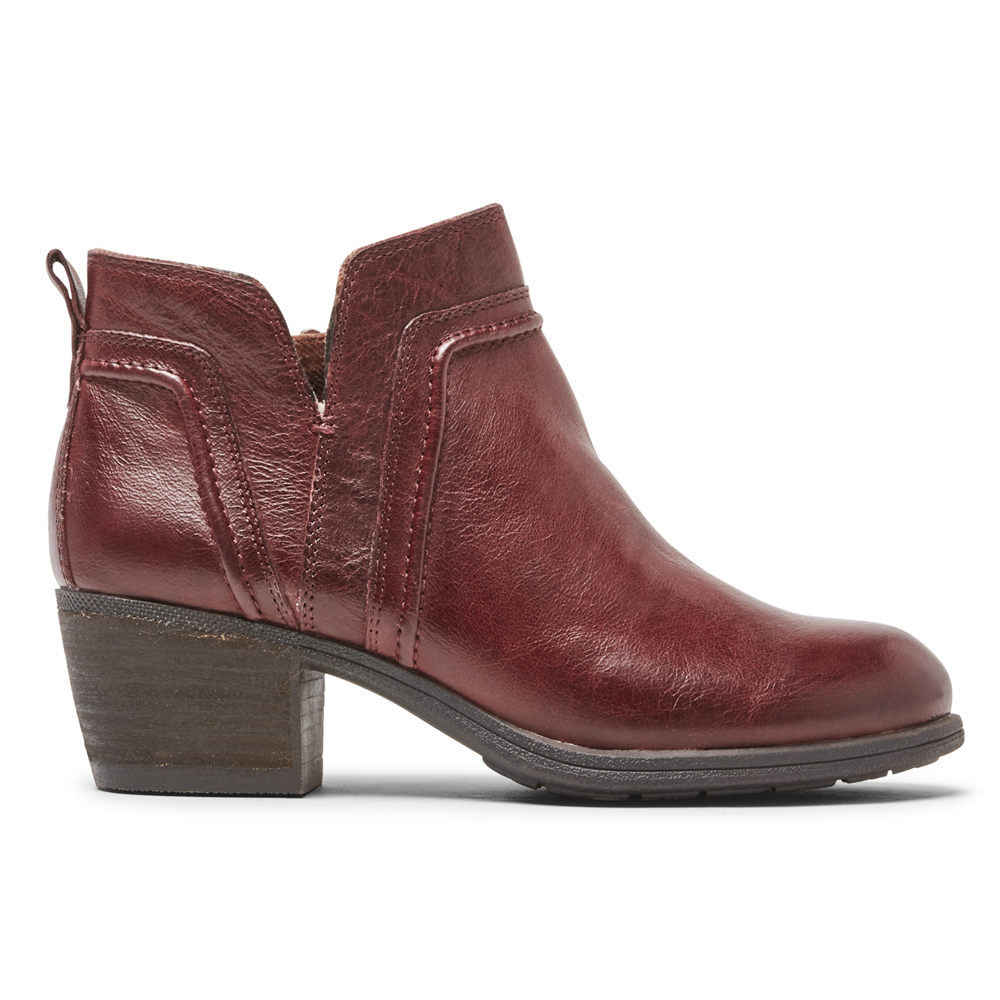 Rockport Womens Cobb Hill Anisa V-Cut - Booties Burgundy - IEJ219634